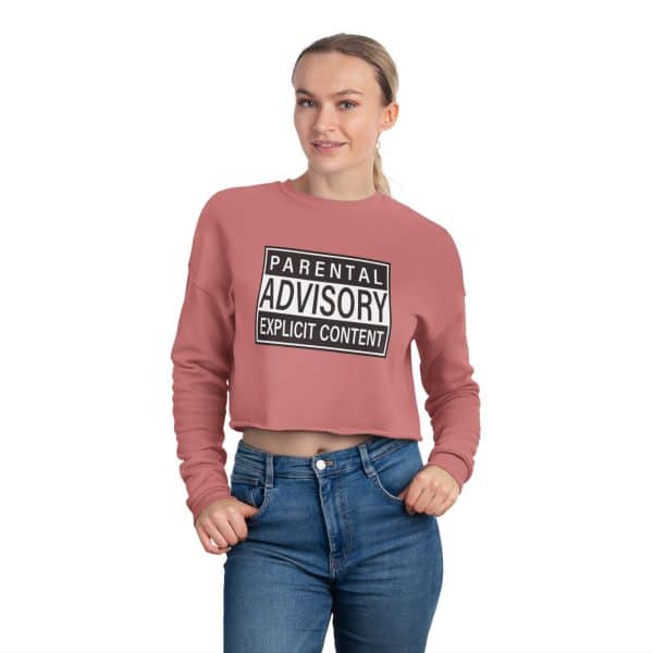 Parental Advisory Explicit Content Women's Cropped Sweatshirt - Image 4
