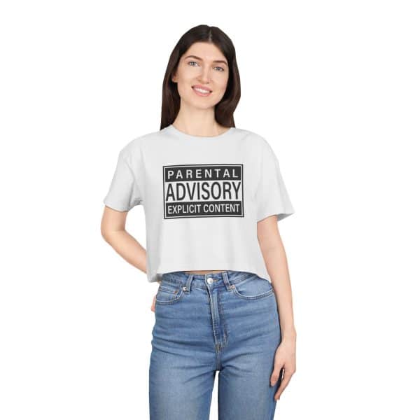 Parental Advisory Explicit Content Women's Crop Tee - Image 3
