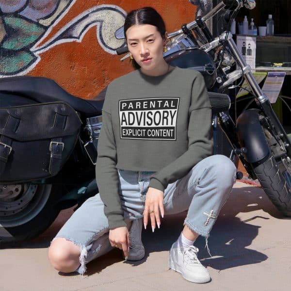 Parental Advisory Explicit Content Women's Cropped Sweatshirt - Image 7