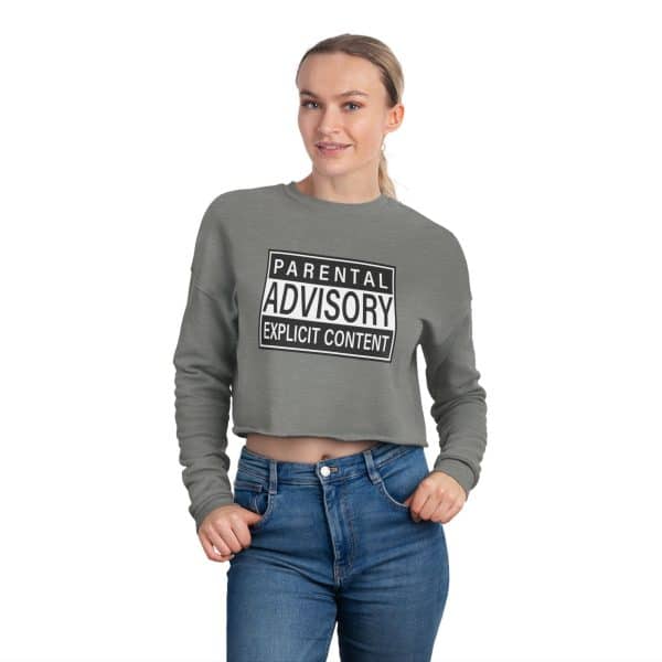 Parental Advisory Explicit Content Women's Cropped Sweatshirt - Image 8