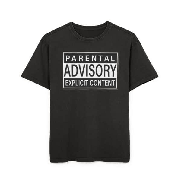 Parental Advisory Explicit Content Men's Acid Washed Heavy Oversize Tee