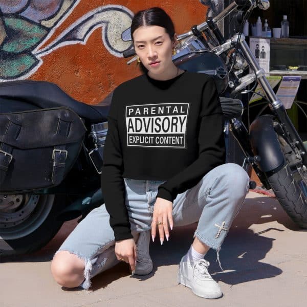 Parental Advisory Explicit Content Women's Cropped Sweatshirt - Image 11
